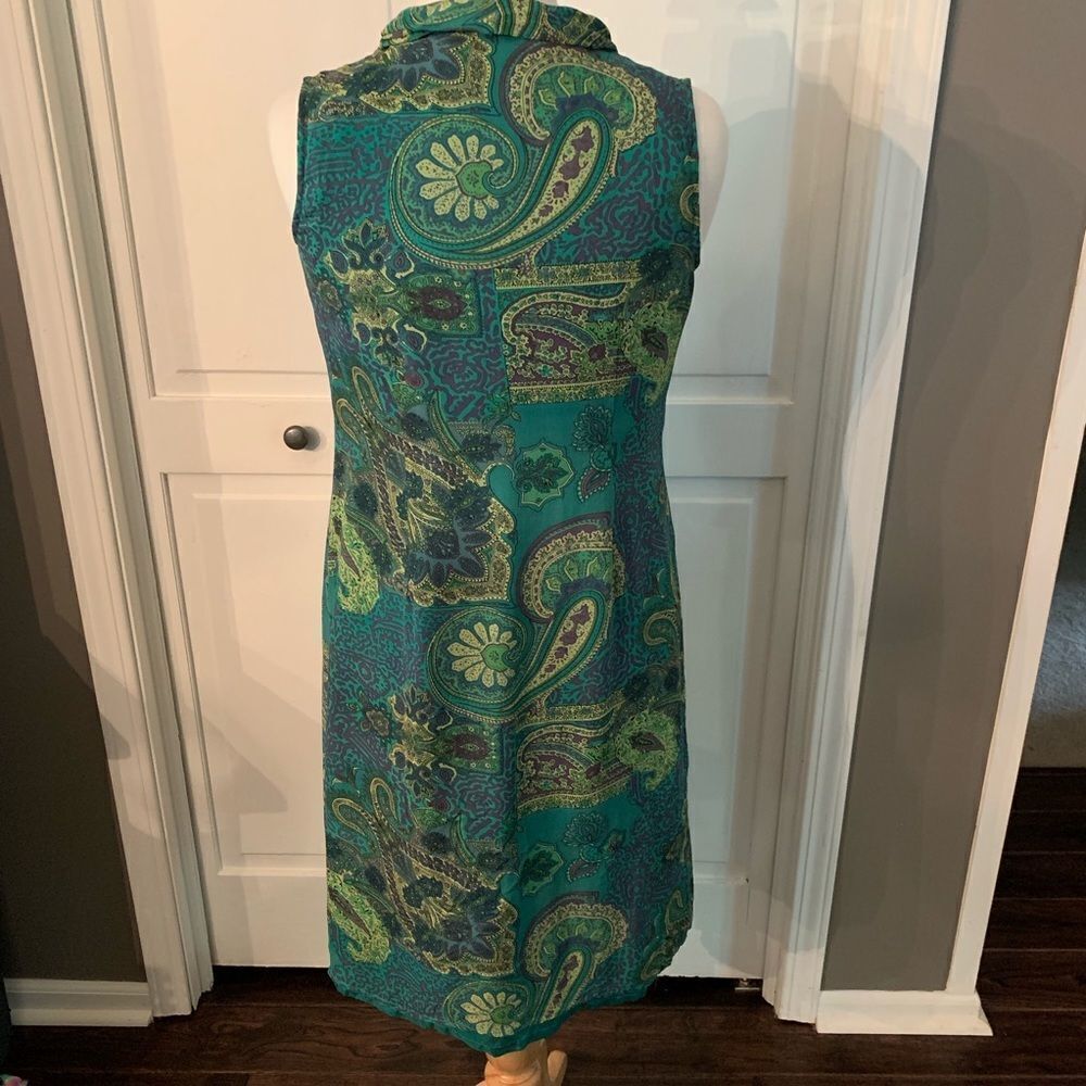 SALE 15.00 Vintage TESS Silk Kelly Green Tunic Dress - Picture 3 of 5
